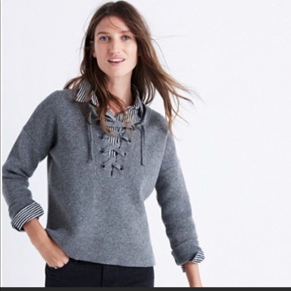 Madewell Sweaters - Madewell lace up sweater, 100% wool, XS